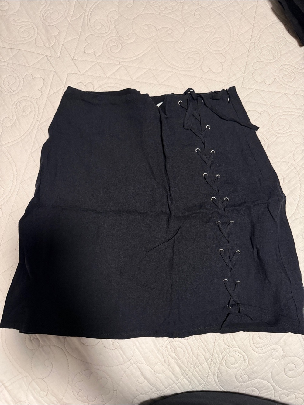 Honey Belle Black Lace-Up Mini Skirt